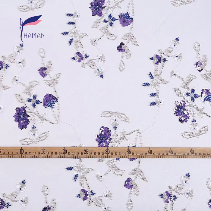 Embroidery Sequin Knitted Brocade Fabric 100% Nylon Abrasion-Resistant; Fashion Dresses Evening Gowns for Girls - Image 4