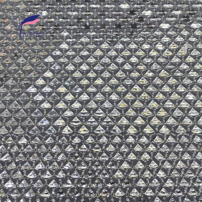 New 100% Acrylic Triangular Laser-embroidered Abrasion-resistant Brocade Fabric Beaded Puff Embroidery Sequin Embellishments - Image 6