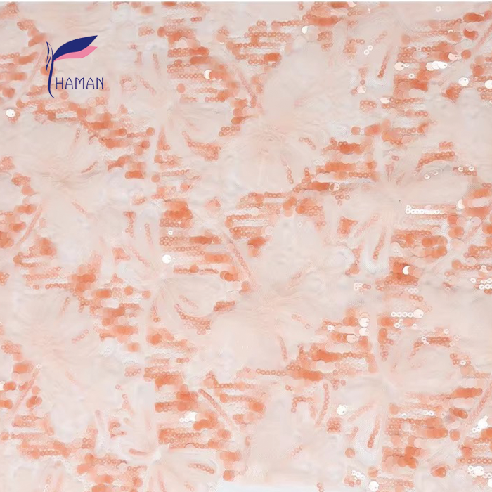 100% Polyester Knitted Applique Sequin Bead Abrasion-resistant Brocade Fabric for Women & Girls Wear - Image 5