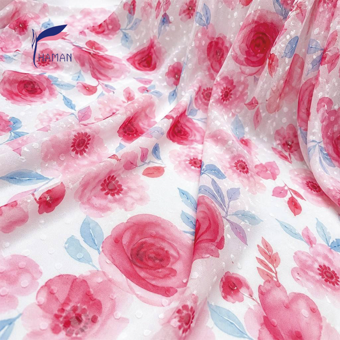 Digital Print BIG FLOWER 100% Polyester Wrinkle Resistant Lightweight Dobby Floral Jacquard Chiffon Fabric Printed for Dresses - Image 5