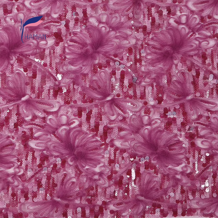 100% Polyester Knitted Applique Sequin Bead Abrasion-resistant Brocade Fabric for Women & Girls Wear - Image 7