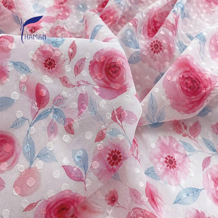 Digital Print BIG FLOWER 100% Polyester Wrinkle Resistant Lightweight Dobby Floral Jacquard Chiffon Fabric Printed for Dresses - Image 7