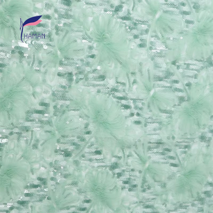 100% Polyester Knitted Applique Sequin Bead Abrasion-resistant Brocade Fabric for Women & Girls Wear - Image 8