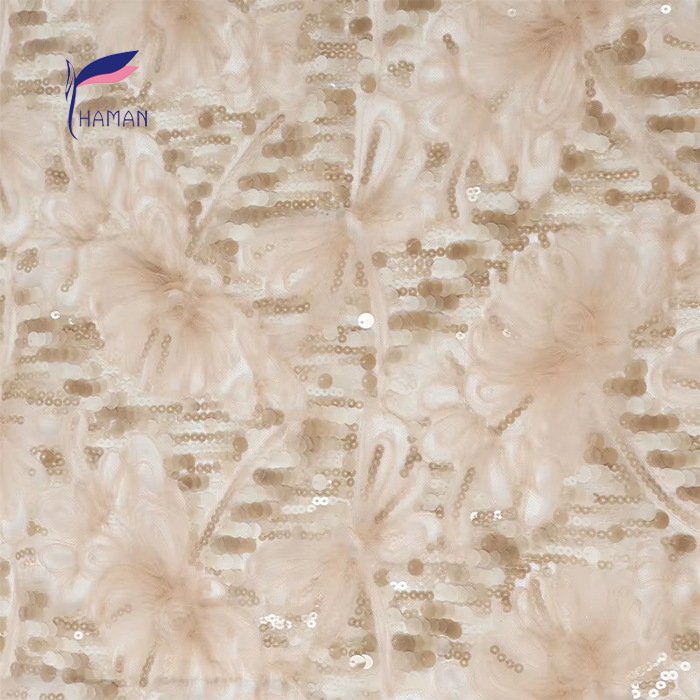 100% Polyester Knitted Applique Sequin Bead Abrasion-resistant Brocade Fabric for Women & Girls Wear - Image 9